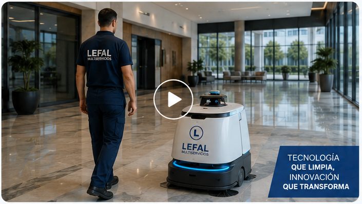 Robot de limpieza OUNITECH operando en instalaciones corporativas
